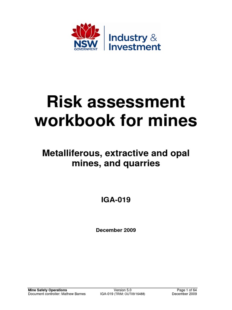 Mine Risk Assessment Workbook Guide | PDF | Occupational Safety And ...