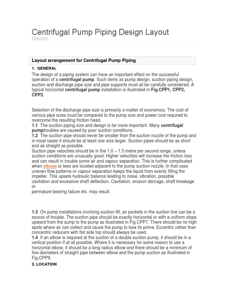 Layout Arrangement For Centrifugal Pump Piping PDF Pump Continuum