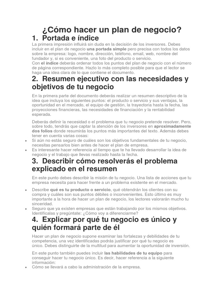 Cómo elaborar un plan de negocio eficaz | PDF | Marketing | Mercado ...