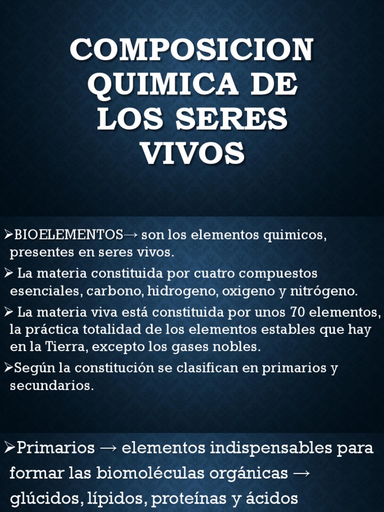 Composición Química de los Seres Vivos | PDF | Organismos | Solución tampón