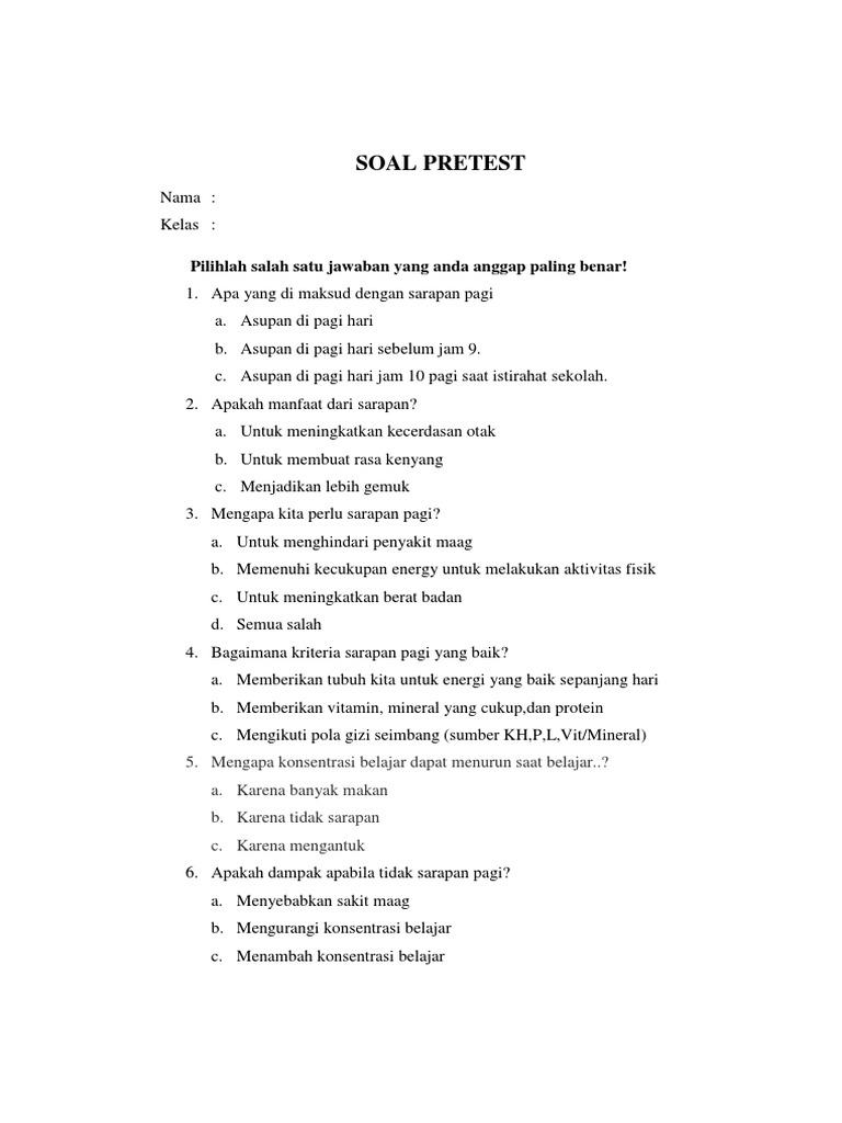 Pre Test Dan Post Test Pdf