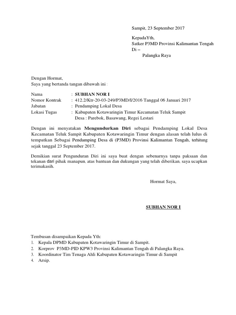 Surat Pengunduran Diri