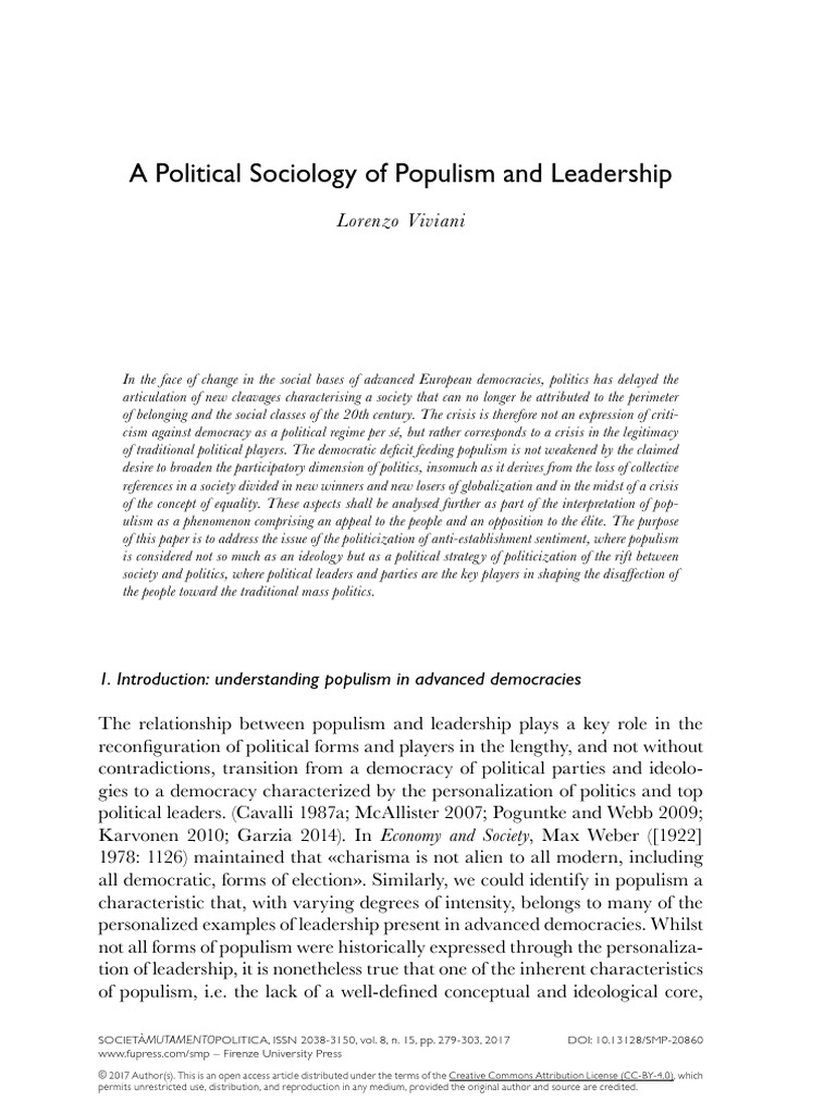 A Political Sociology of Populism and Le | PDF | Populism | Charisma