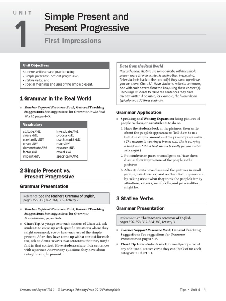 Grammar and Beyond Level 3 Unit by Unit Teaching Tips PDF | PDF ...