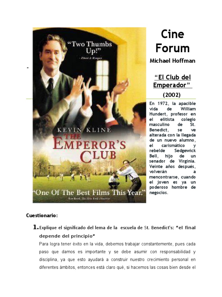 Cine Forum - El Club Del Emperador | PDF | Maestros | Homo Sapiens