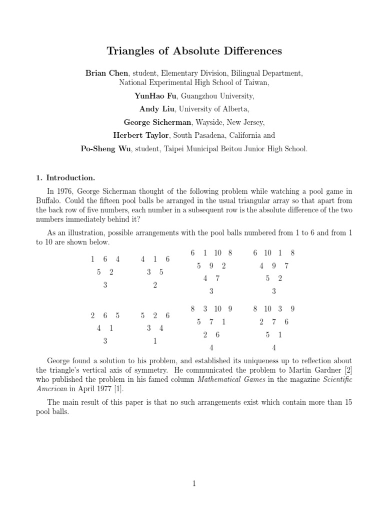 Triangles of Absolute Differences: American in April 1977 | PDF | Space ...