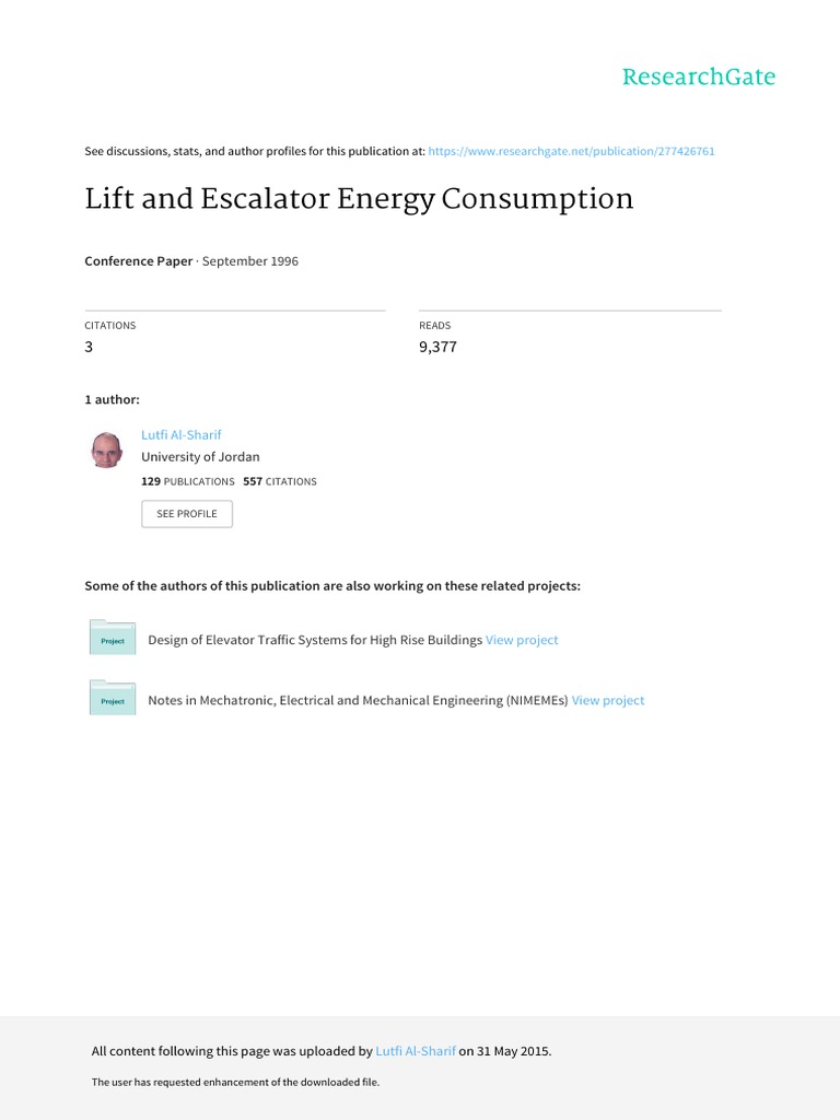 Lift Energy Consumption PDF Elevator Kilowatt Hour