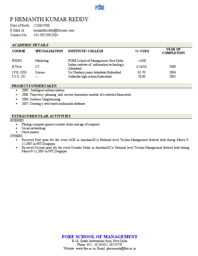 Hemanth Kumar Reddy's Academic Profile | PDF | Computers | Technology ...