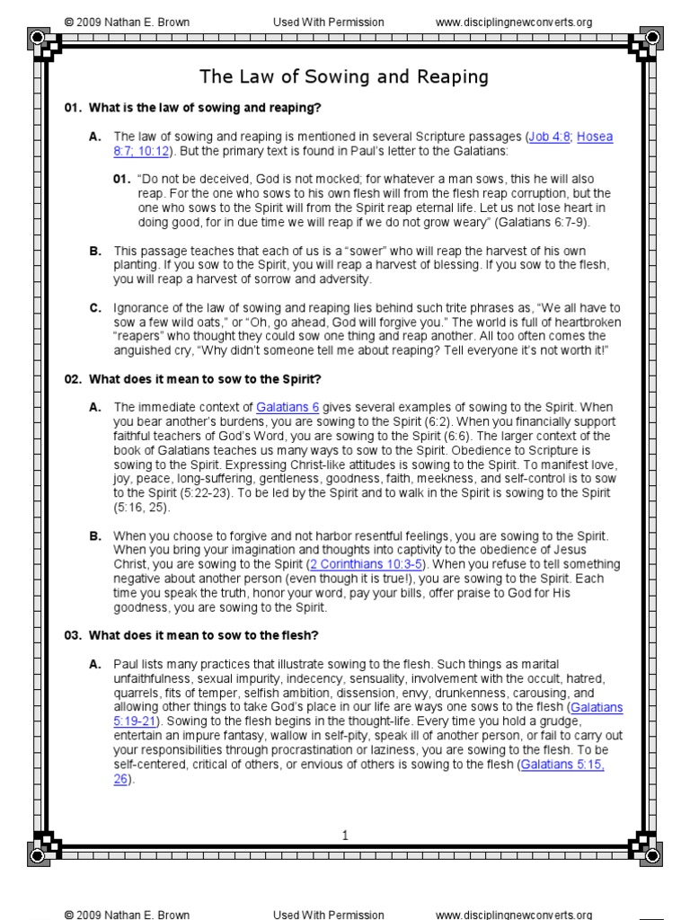 The Law of Sowing and Reaping Jacob David