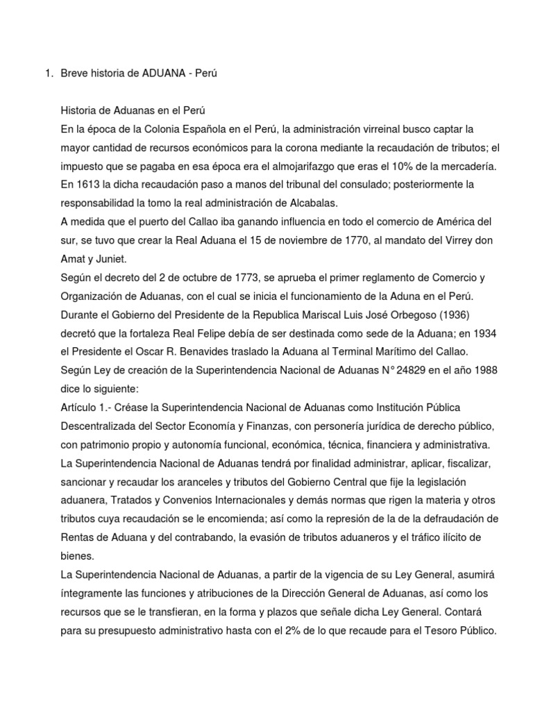 Aduana Peru Pdf Perú Aduana