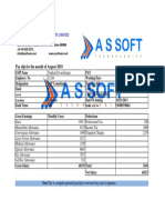 A S Soft Technologies Private Limited: Pay Slip For The Month of August 2018