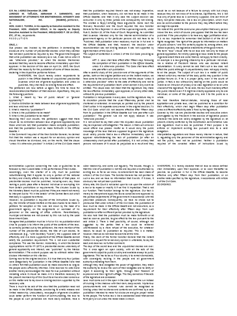 PFR First Set (Printed) | PDF | Decree | Equal Protection Clause