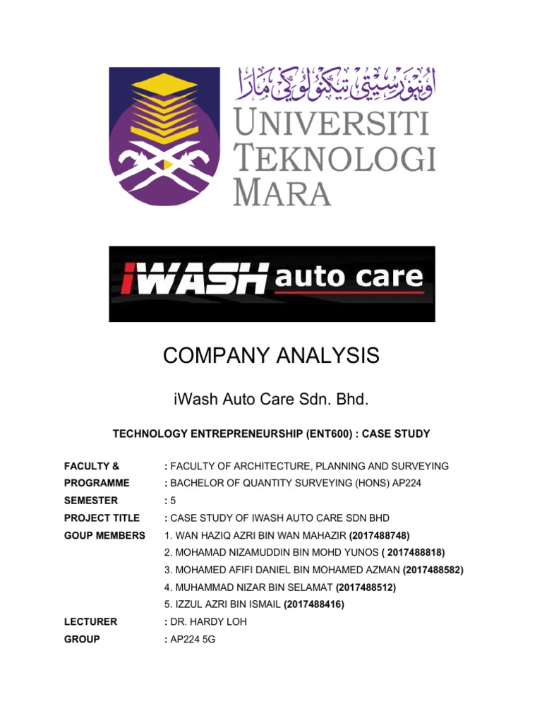ENT600 - Case Study IWash Auto Care | Marketing Strategy ...