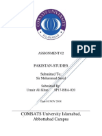 COMSATS University Islamabad, Abbottabad Campus: Pakistan-Studies Submitted To