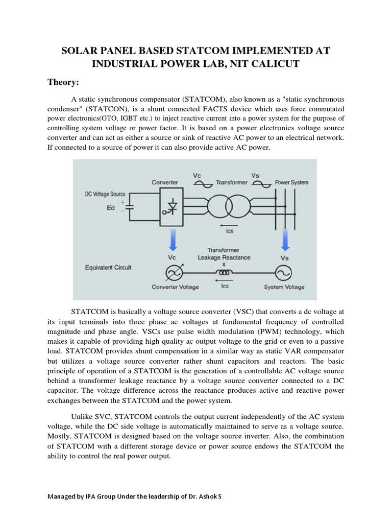 (RL Loading) Solar Panel Based Statcom | PDF | Power Electronics | Ac Power