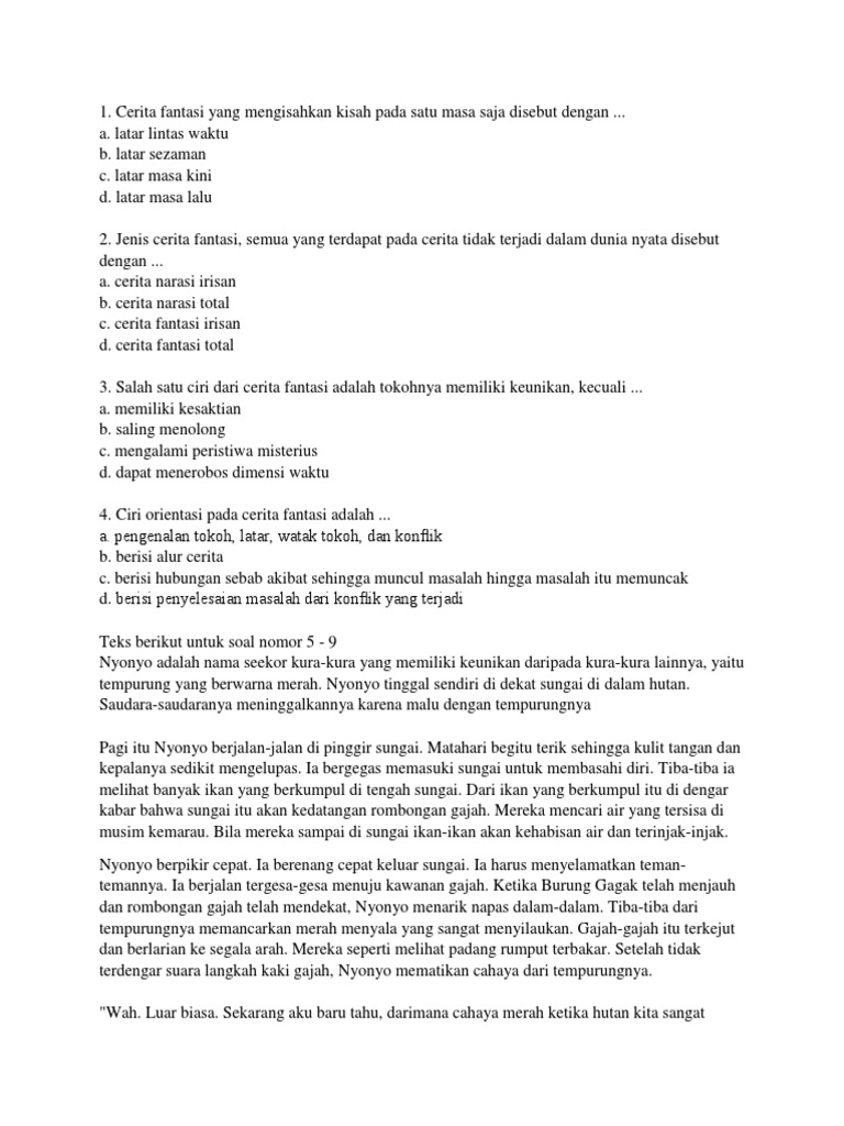 Soal Teks Fantasi