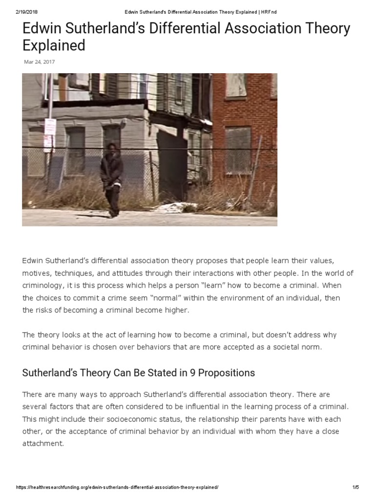 Edwin Sutherland's Differential Association Theory Explained HRFND