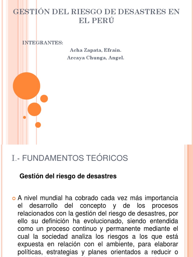 Gestión de Riesgos de Desastres en Perú | PDF | Planificación ...