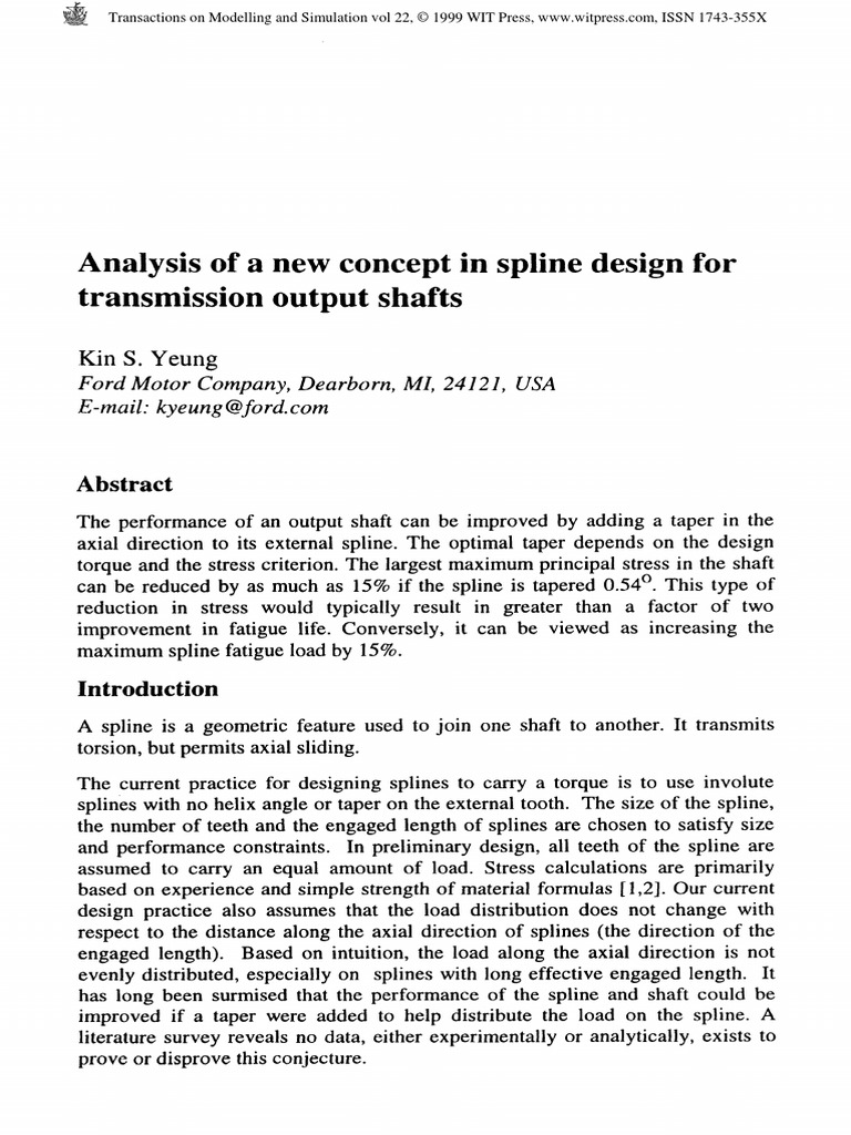 Analysis of A New Concept in Spline Design For Transmission Output ...