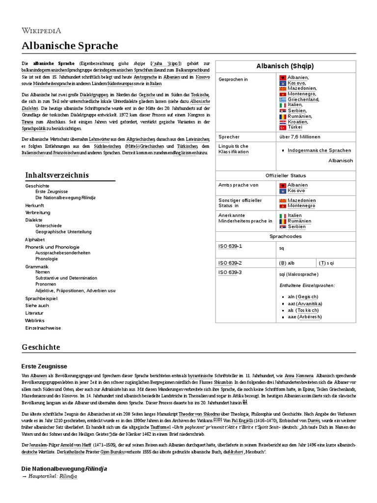 Albanische Sprache Deutsch | PDF