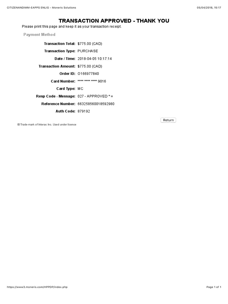 Citizenandimm-Eapps Enlig - Moneris Solutions | PDF