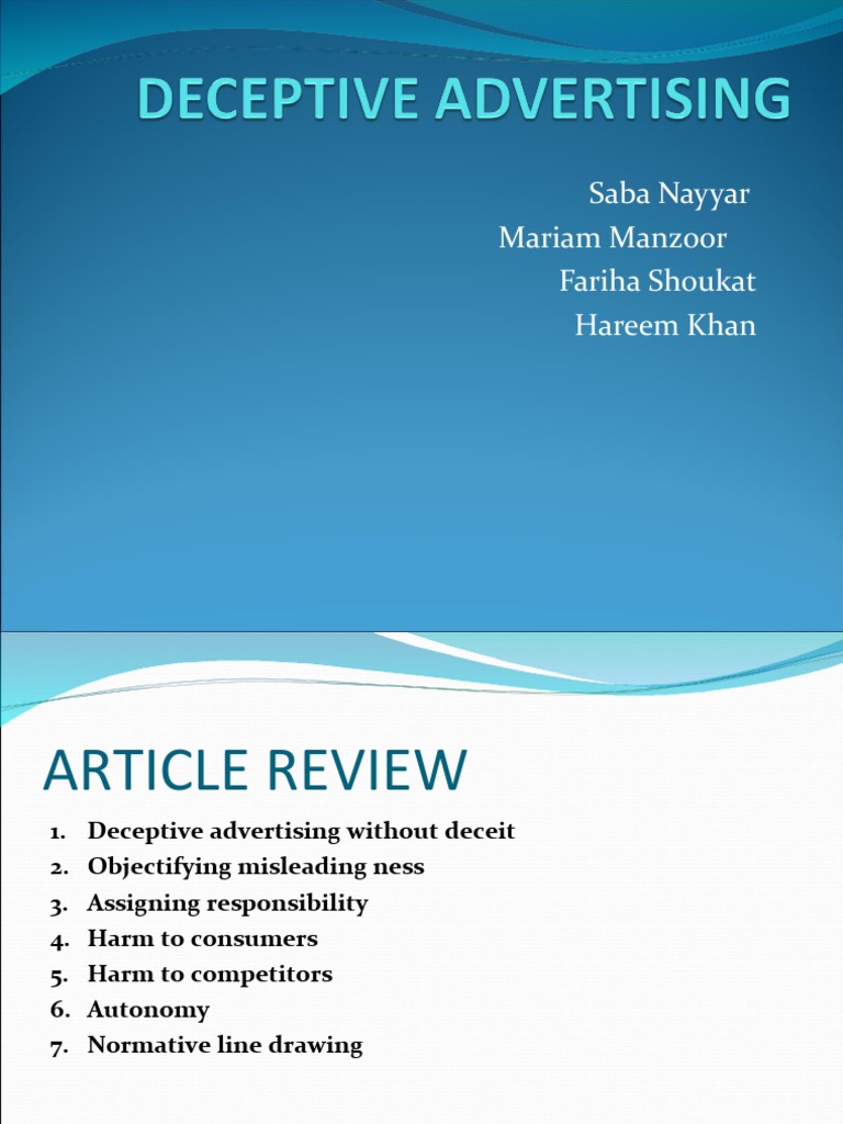 Deceptive Advertising Analysis and Impact | PDF | Business