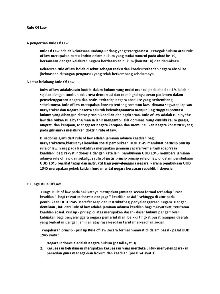 A Pengertian Rule Of Law