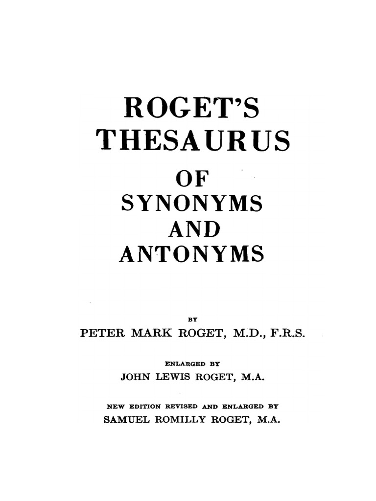 Roget Peter Mark Roget S Thesaurus of Synonyms and Antonyms PDF