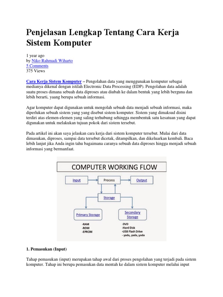  Penjelasan  Lengkap Tentang  Cara Kerja Sistem Komputer