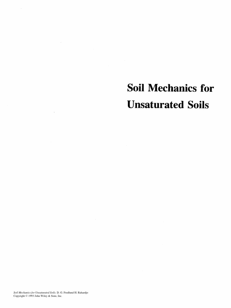 Soil Mechanics For Unsaturated Soils - D. G. Fredlund H. Rahardjo | PDF