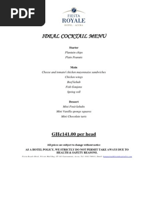 Cocktail Menus - GH¢ NEW