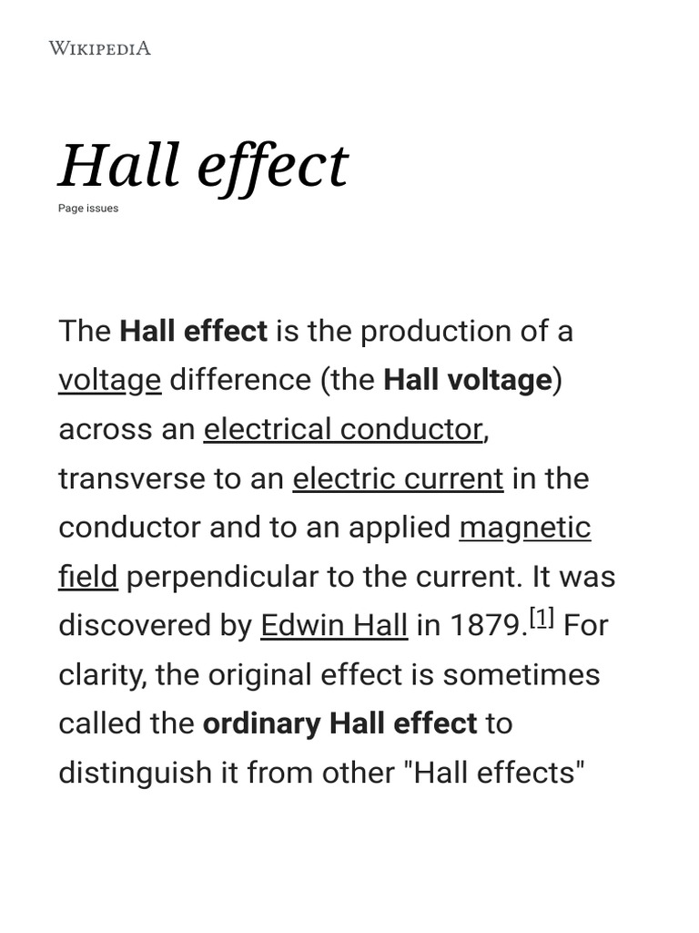 Hall Effect Edc PDF Electric Current Physical Quantities