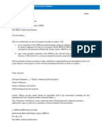 IRENA-ADFD Government Guarantee Letter Template For Non-Government Entities