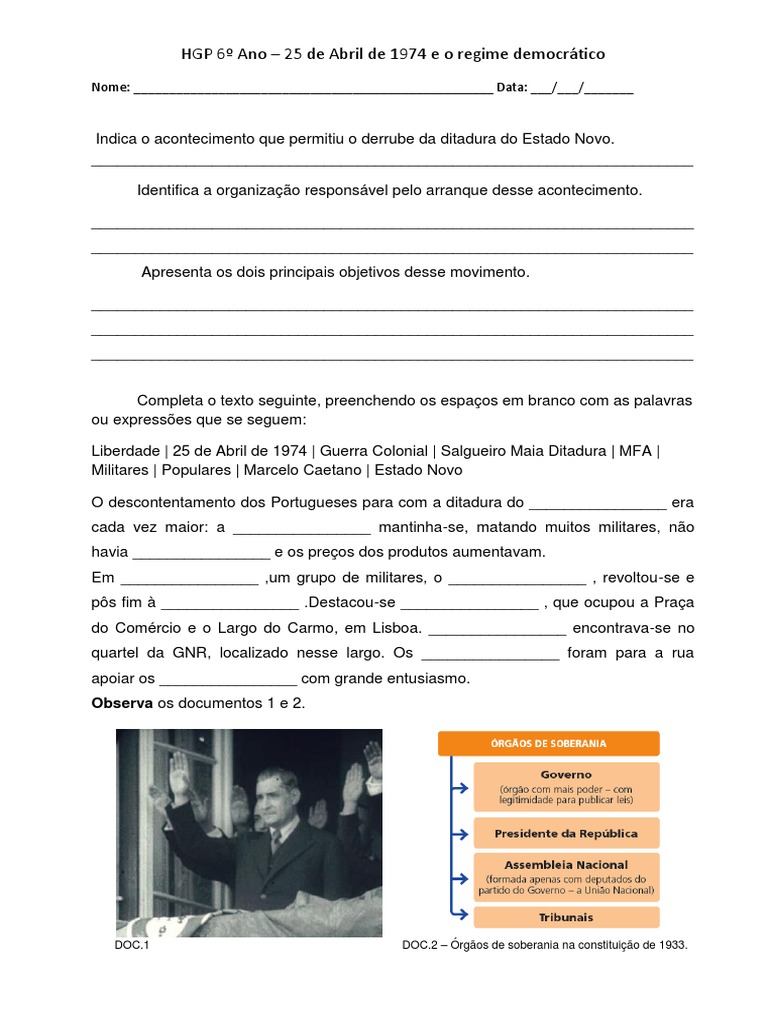 HGP 6 ano 25 abril | Portugal | Esfera Pública | Avaliação gratuita de ...