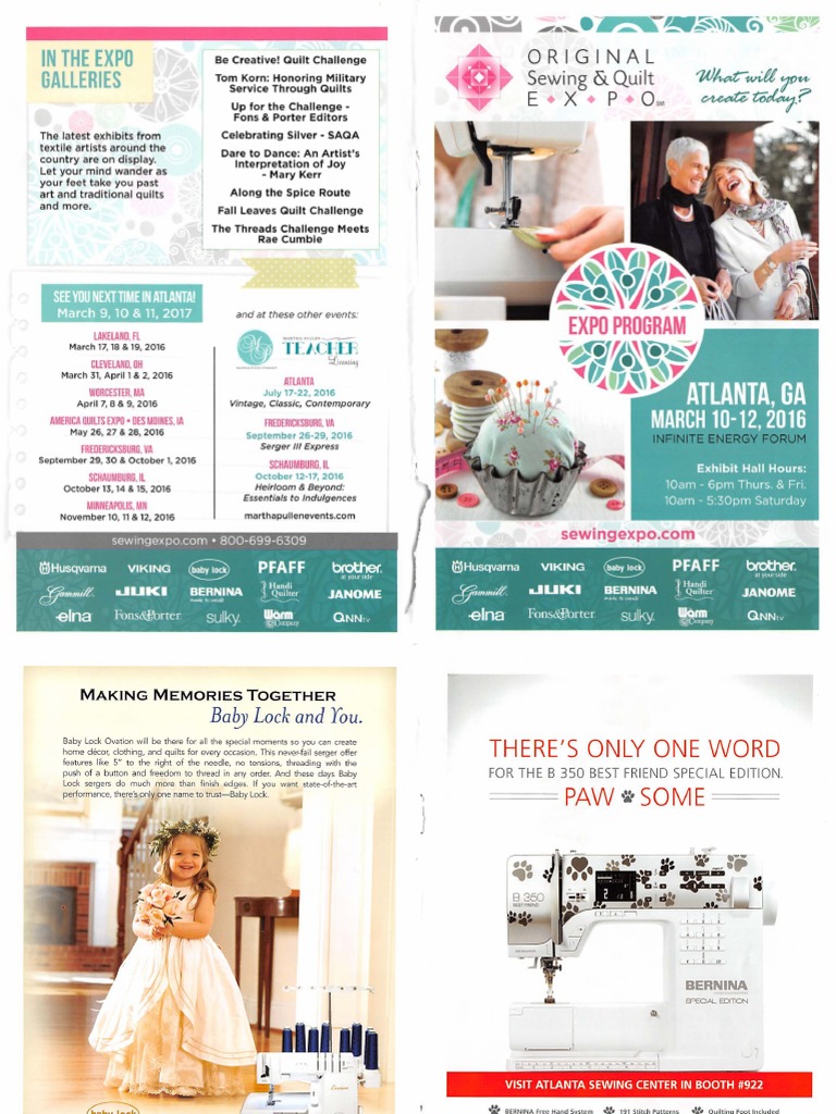 Sewing Expo Program 2016 PDF Quilting Crafts