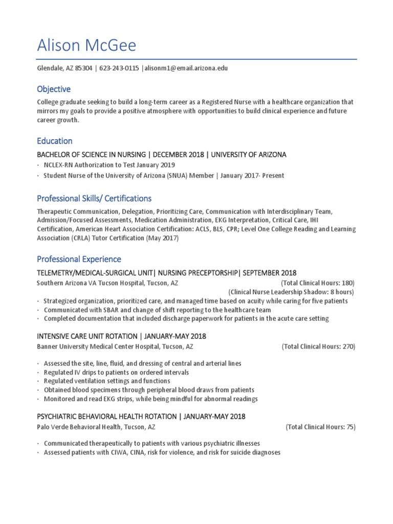 Nursing Resume Nursing Surgery