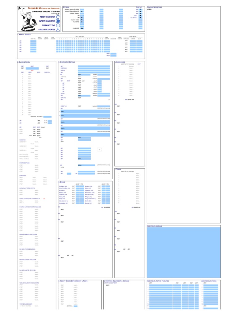 D&D 5E Character Sheet Generator | PDF | Tsr (Company) Games | Role ...