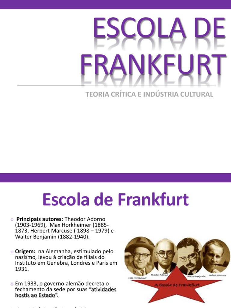 04 Escola de Frankfurt - Indústria Cultural | PDF | Escola de Frankfurt ...