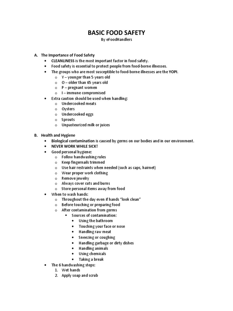 Basic Food Safety | PDF | Hand Washing | Foods
