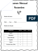 Examen Mensual de 4° Grado de Primaria