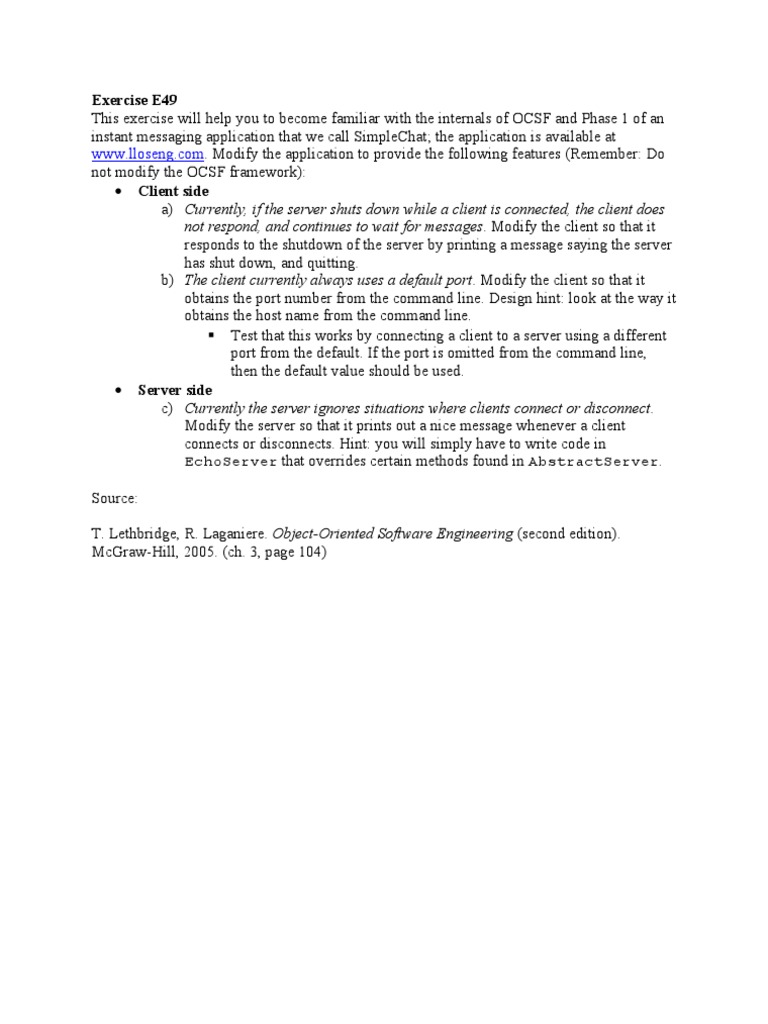 Enhance SimpleChat Client and Server | PDF | Business