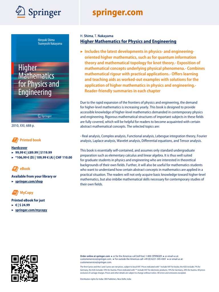 Higher Mathematics for Physics & Engineering | PDF | Field (Mathematics ...