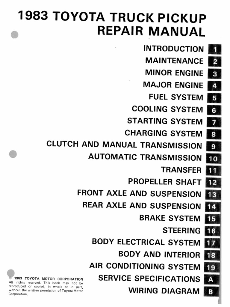 1982 Toyota Pickup Owners Manual Truck Guide Book RN 34 44 LN 44 Gas and Diesel