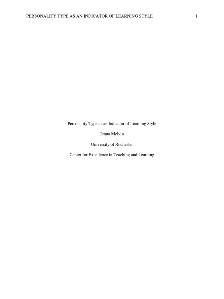 Personality Types and Learning Styles | PDF | Personality Type ...