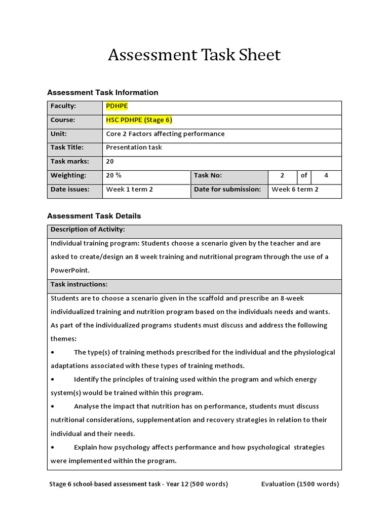 Year 12 HSC PDHPE Assessment Task 2 | PDF | Educational Assessment ...