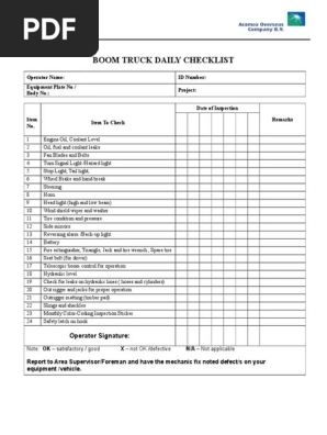 Boomtruckchecklist Hitachi | PDF