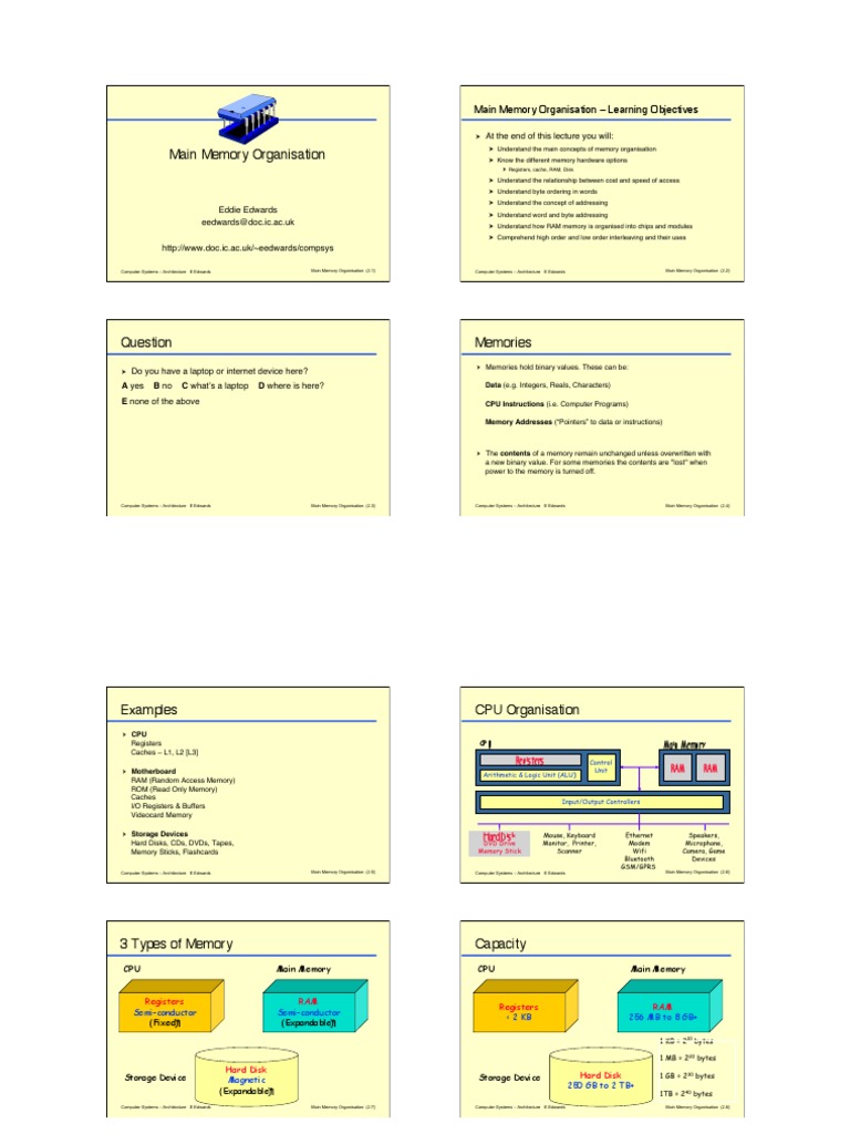 Memory Architecture Basics | PDF | Random Access Memory | Computer Data ...