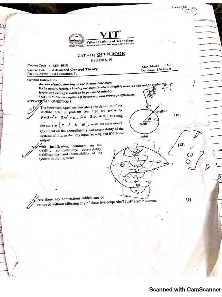 Advanced Control Theory Question PDF