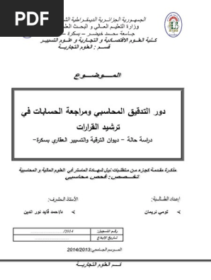 دور التدقيق المحاسبي ومراجعة الحسابات في ترشيد القرارات Pdf