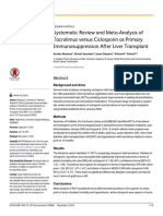 Systematic Review and Meta-Analysis of Tacrolimus Versus Ciclosporin As Primary Immunosuppression After Liver Transplant